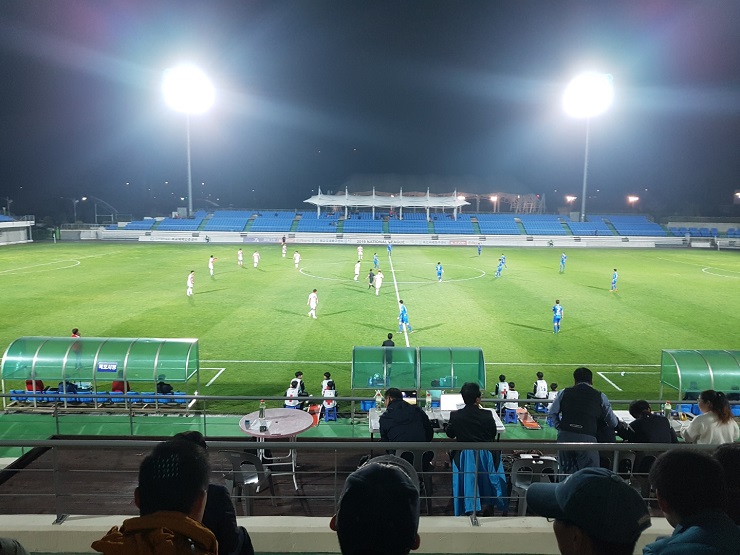 목포시처오가 대전 코레링의 축구 경기 모습